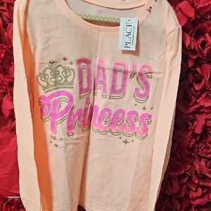 Children's Place NWT Peach Long Sleeve Tee with 'Dad's Princess' Graphic Size M